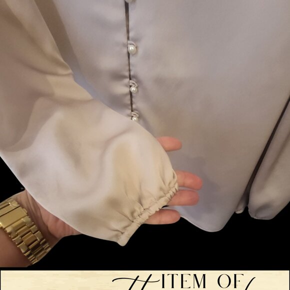 Ann Taylor Pearl Button Blouse - Size LP - Picture 5 of 6